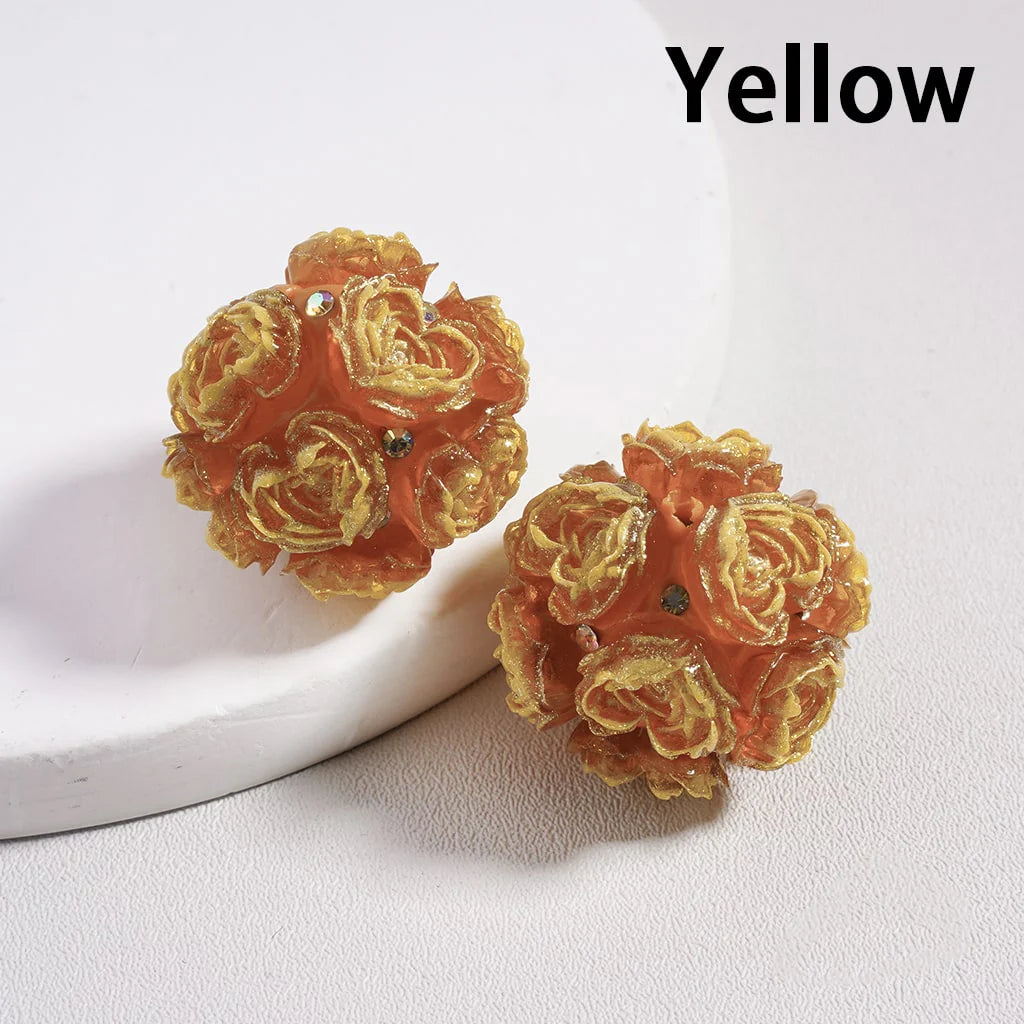 z-Clay Beads Luminous Glitter Heart Flowers AB Rhinestones, 23MM