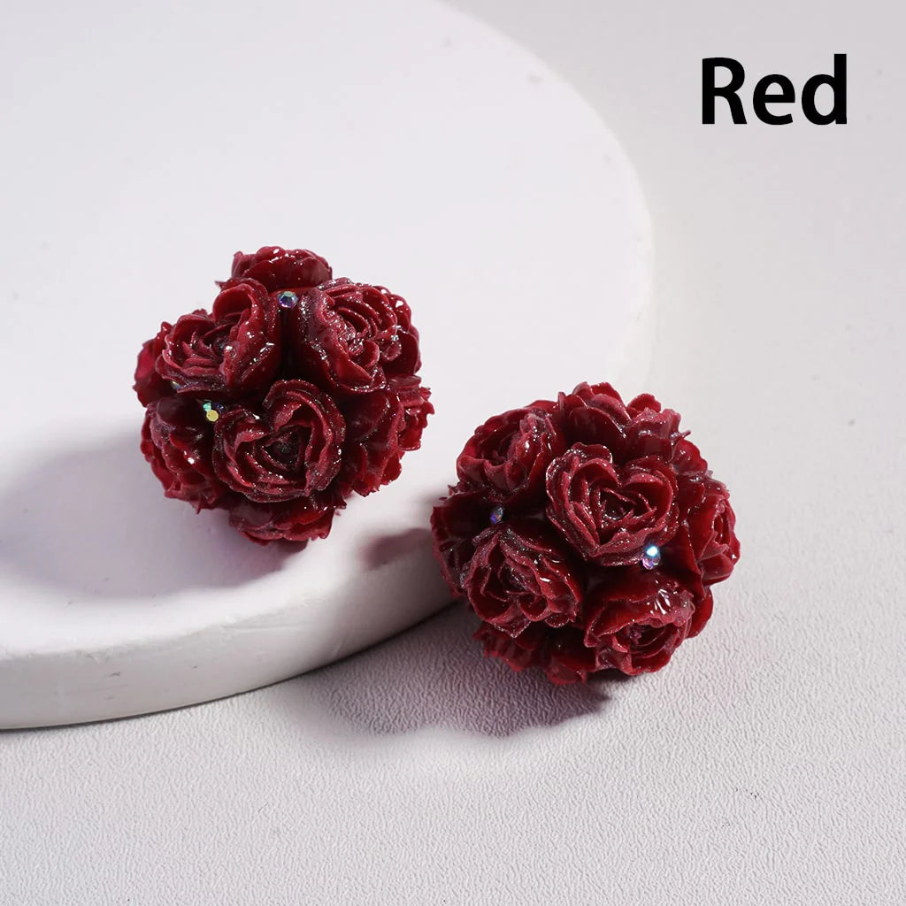 z-Clay Beads Luminous Glitter Heart Flowers AB Rhinestones, 23MM