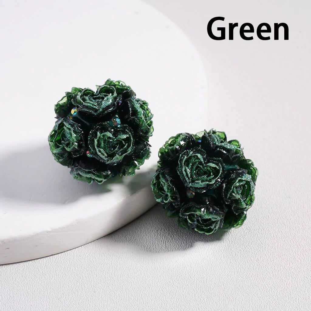 z-Clay Beads Luminous Glitter Heart Flowers AB Rhinestones, 23MM