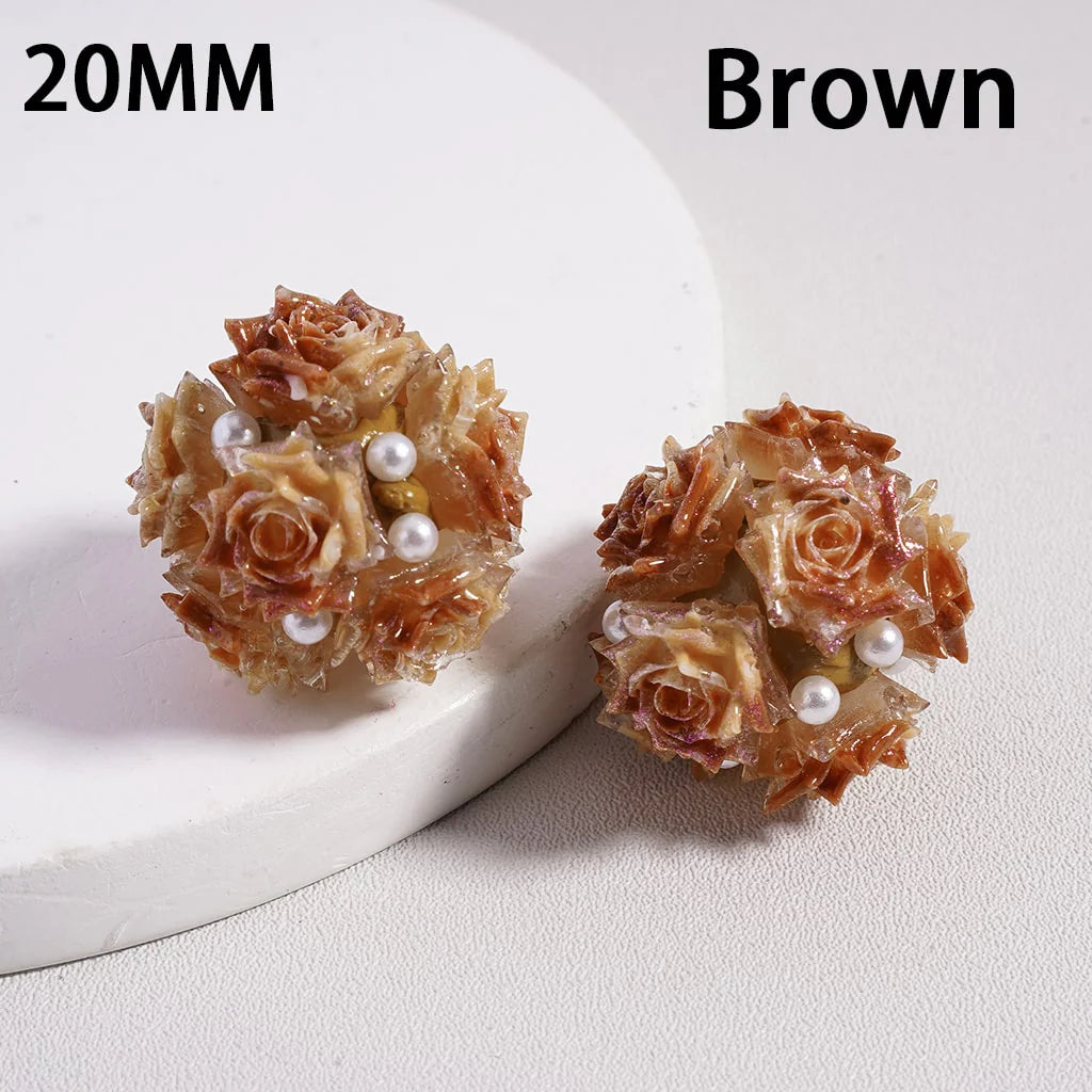 z-Clay Beads Luminous Glitter Rose Flowers White Pearls, 20MM