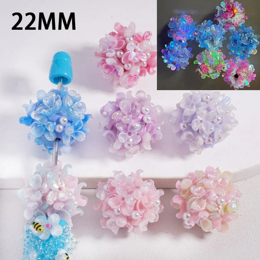 z-Clay Beads Luminous UV Coating Three-Petal Flower White Pearls, 22MM, Random Mix