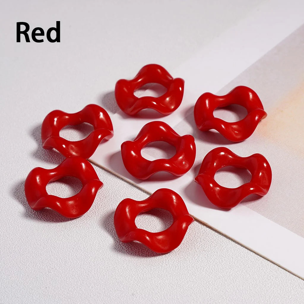 z-Acrylic Beads Wavy Shape Spacer Large Hole, Solid Color, 16MM, Random Mix (No Additional Processes) // (Single Color is available for 1100pcs(Whole Bag) Only)