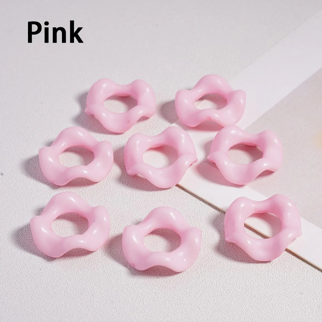 z-Acrylic Beads Wavy Shape Spacer Large Hole, Solid Color, 16MM, Random Mix (No Additional Processes) // (Single Color is available for 1100pcs(Whole Bag) Only)