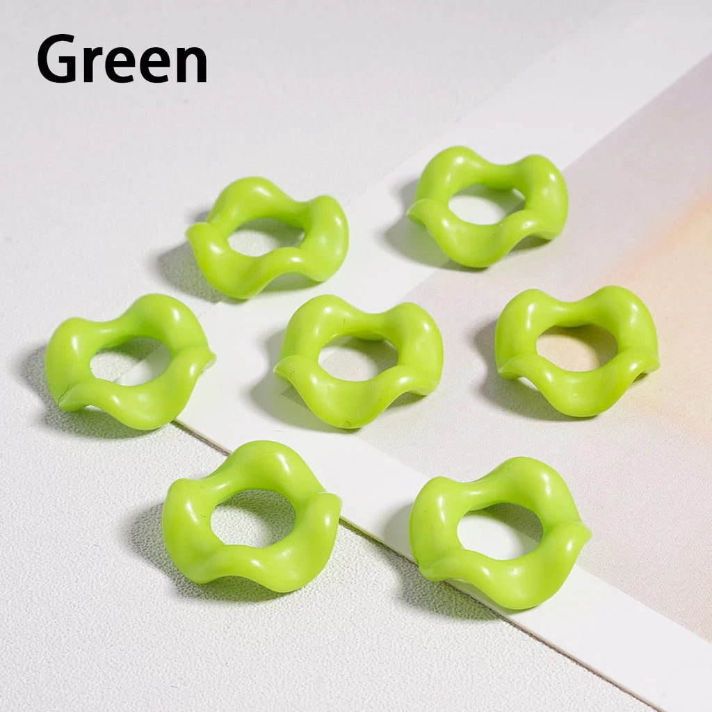 z-Acrylic Beads Wavy Shape Spacer Large Hole, Solid Color, 16MM, Random Mix (No Additional Processes) // (Single Color is available for 1100pcs(Whole Bag) Only)
