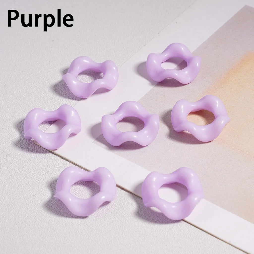 z-Acrylic Beads Wavy Shape Spacer Large Hole, Solid Color, 16MM, Random Mix (No Additional Processes) // (Single Color is available for 1100pcs(Whole Bag) Only)