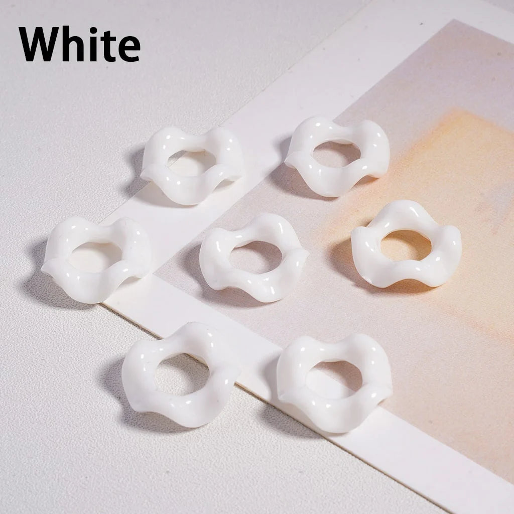 z-Acrylic Beads Wavy Shape Spacer Large Hole, Solid Color, 16MM, Random Mix (No Additional Processes) // (Single Color is available for 1100pcs(Whole Bag) Only)