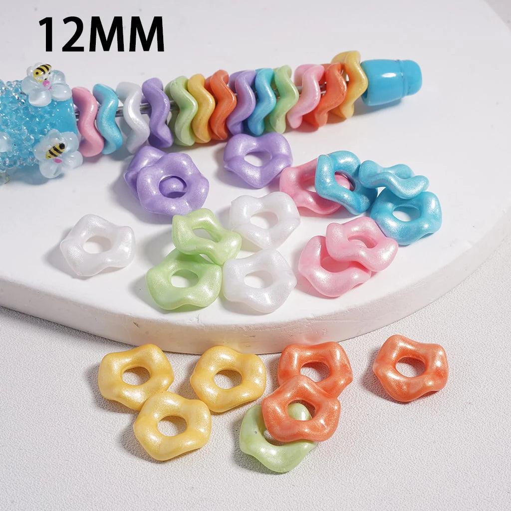 z-Acrylic Spacer Beads Wavy Shape, Light Color Series, 12MM (Single Color is available for 500pcs(Whole Bag) Only)