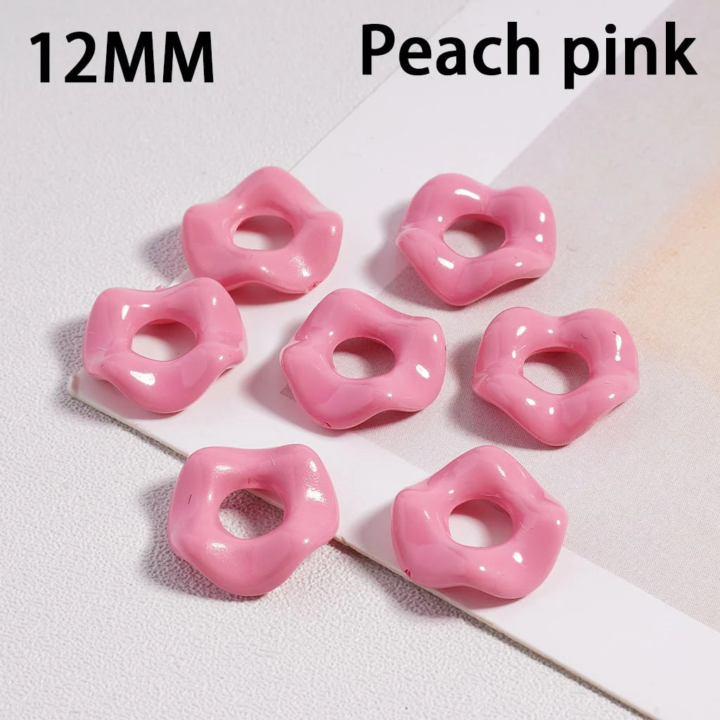 z-Glossy Cute Multi-Color Wavy Shape Acrylic Spacer Beads, 12MM (With Stoving Varnish Process) // (Single Color is available for 500pcs(Whole Bag) Only)
