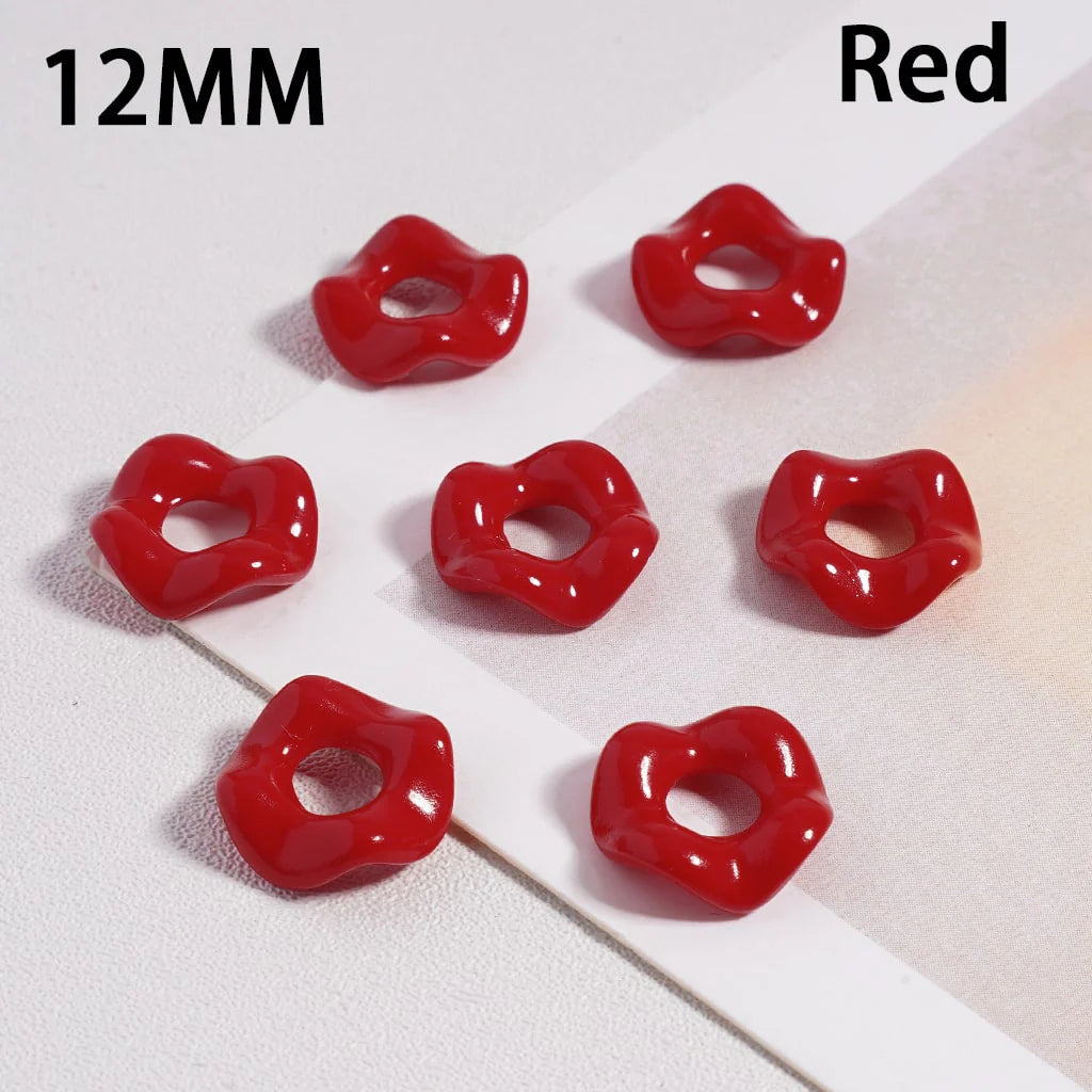 z-Glossy Cute Multi-Color Wavy Shape Acrylic Spacer Beads, 12MM (With Stoving Varnish Process) // (Single Color is available for 500pcs(Whole Bag) Only)