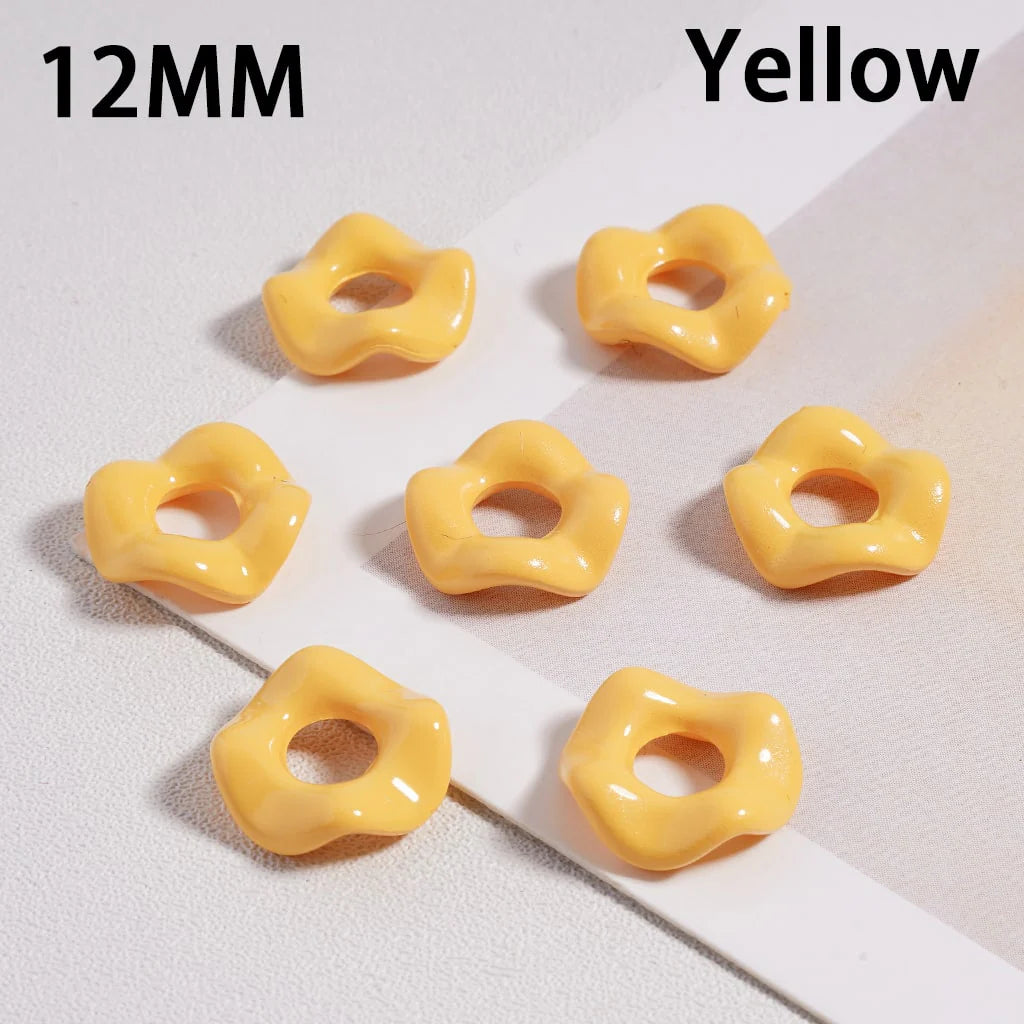 z-Glossy Cute Multi-Color Wavy Shape Acrylic Spacer Beads, 12MM (With Stoving Varnish Process) // (Single Color is available for 500pcs(Whole Bag) Only)
