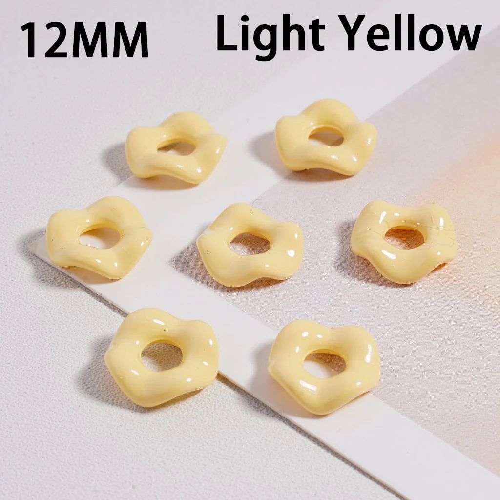 z-Glossy Cute Multi-Color Wavy Shape Acrylic Spacer Beads, 12MM (With Stoving Varnish Process) // (Single Color is available for 500pcs(Whole Bag) Only)