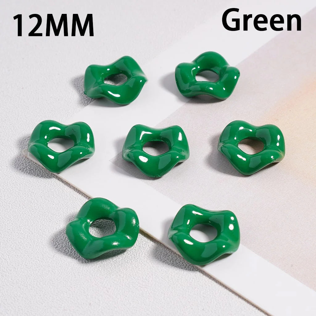 z-Glossy Cute Multi-Color Wavy Shape Acrylic Spacer Beads, 12MM (With Stoving Varnish Process) // (Single Color is available for 500pcs(Whole Bag) Only)