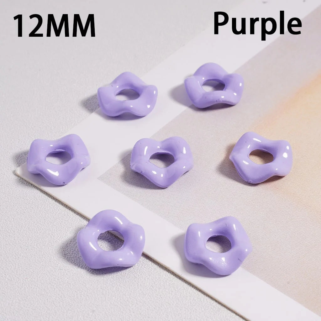z-Glossy Cute Multi-Color Wavy Shape Acrylic Spacer Beads, 12MM (With Stoving Varnish Process) // (Single Color is available for 500pcs(Whole Bag) Only)