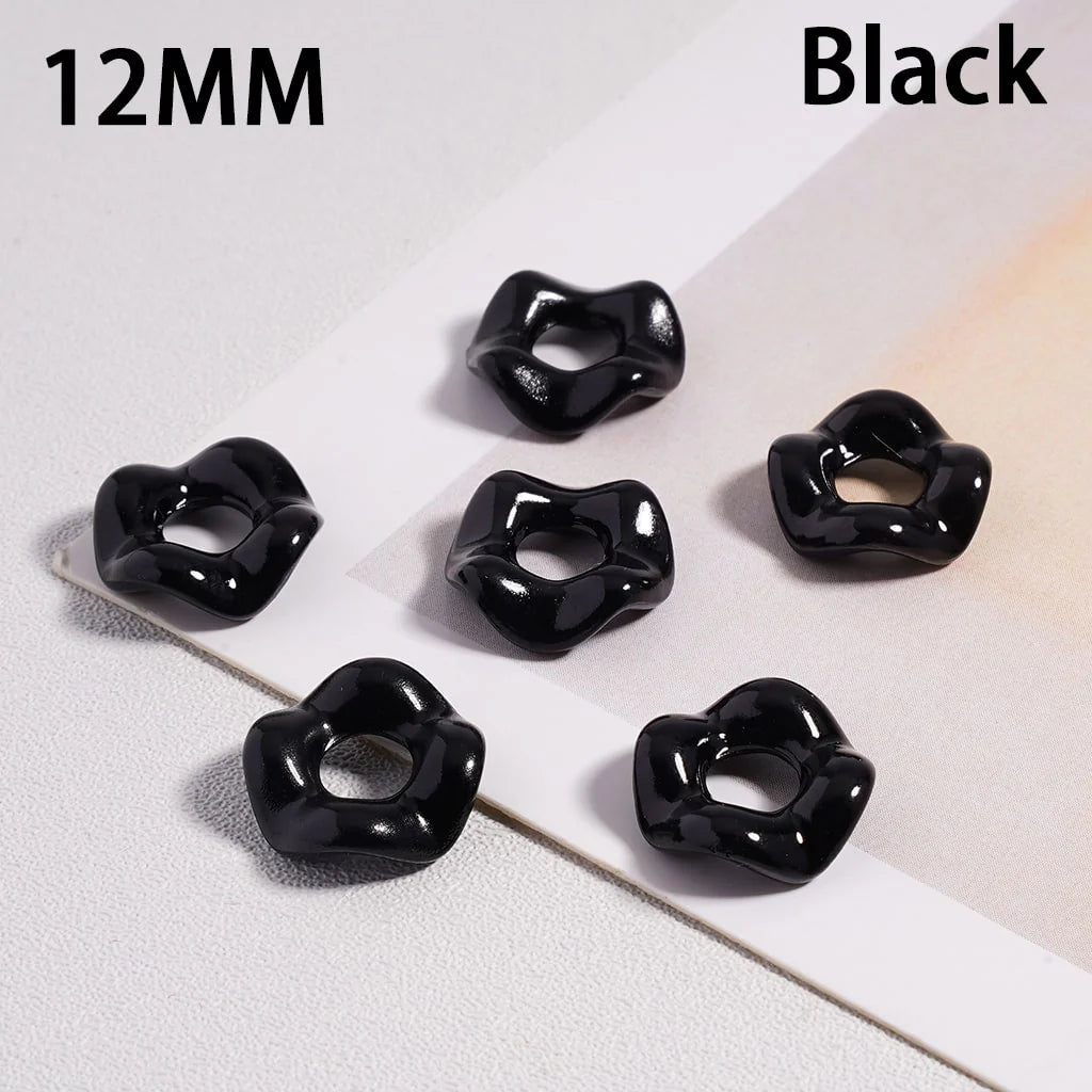z-Glossy Cute Multi-Color Wavy Shape Acrylic Spacer Beads, 12MM (With Stoving Varnish Process) // (Single Color is available for 500pcs(Whole Bag) Only)