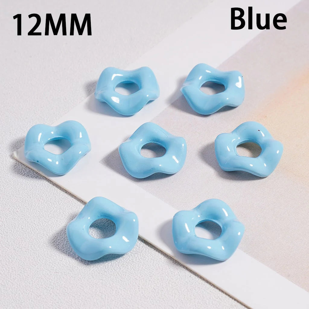 z-Glossy Cute Multi-Color Wavy Shape Acrylic Spacer Beads, 12MM (With Stoving Varnish Process) // (Single Color is available for 500pcs(Whole Bag) Only)