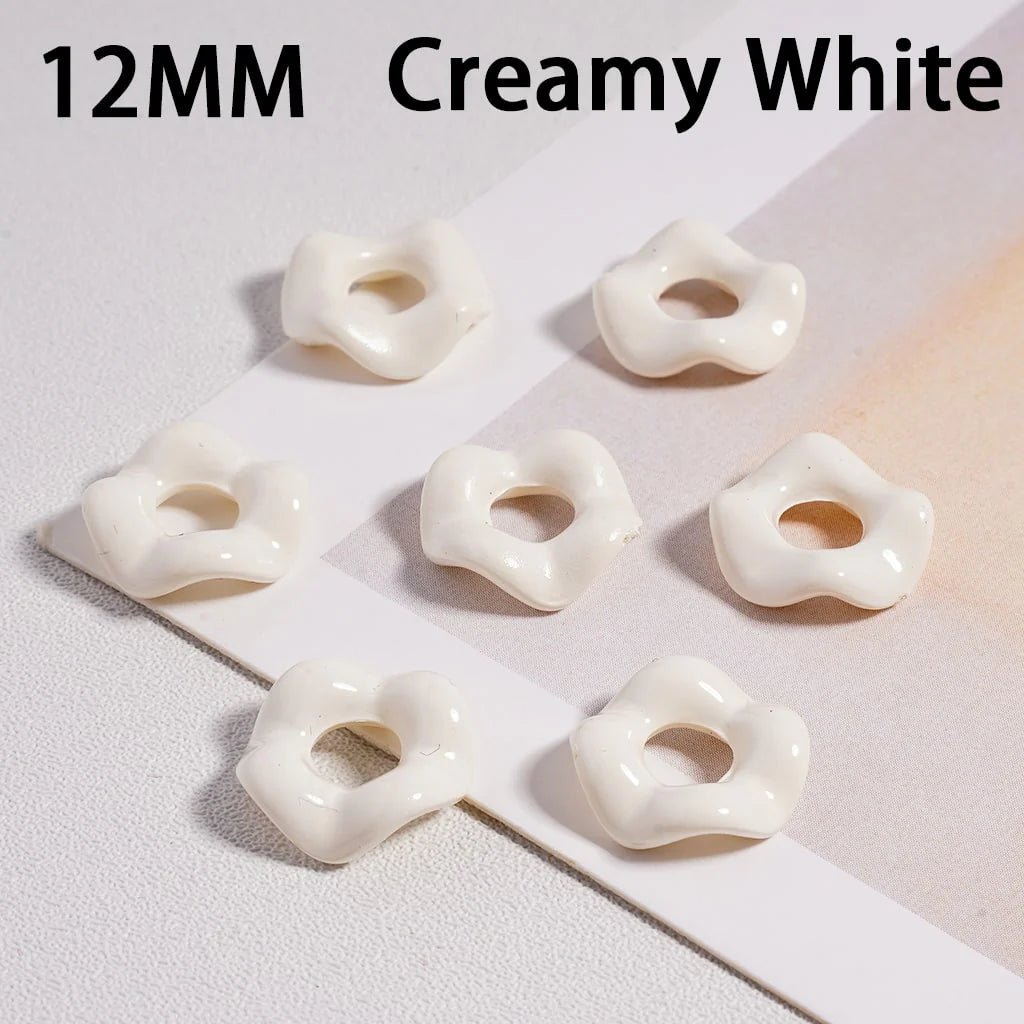z-Glossy Cute Multi-Color Wavy Shape Acrylic Spacer Beads, 12MM (With Stoving Varnish Process) // (Single Color is available for 500pcs(Whole Bag) Only)
