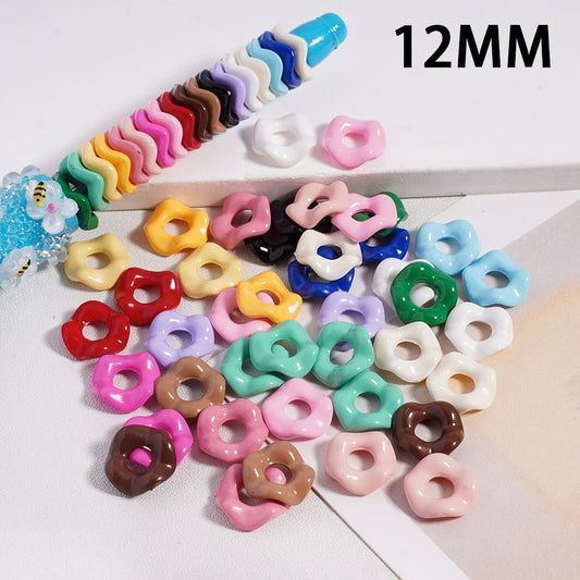 z-Glossy Cute Multi-Color Wavy Shape Acrylic Spacer Beads, 12MM (With Stoving Varnish Process) // (Single Color is available for 500pcs(Whole Bag) Only)