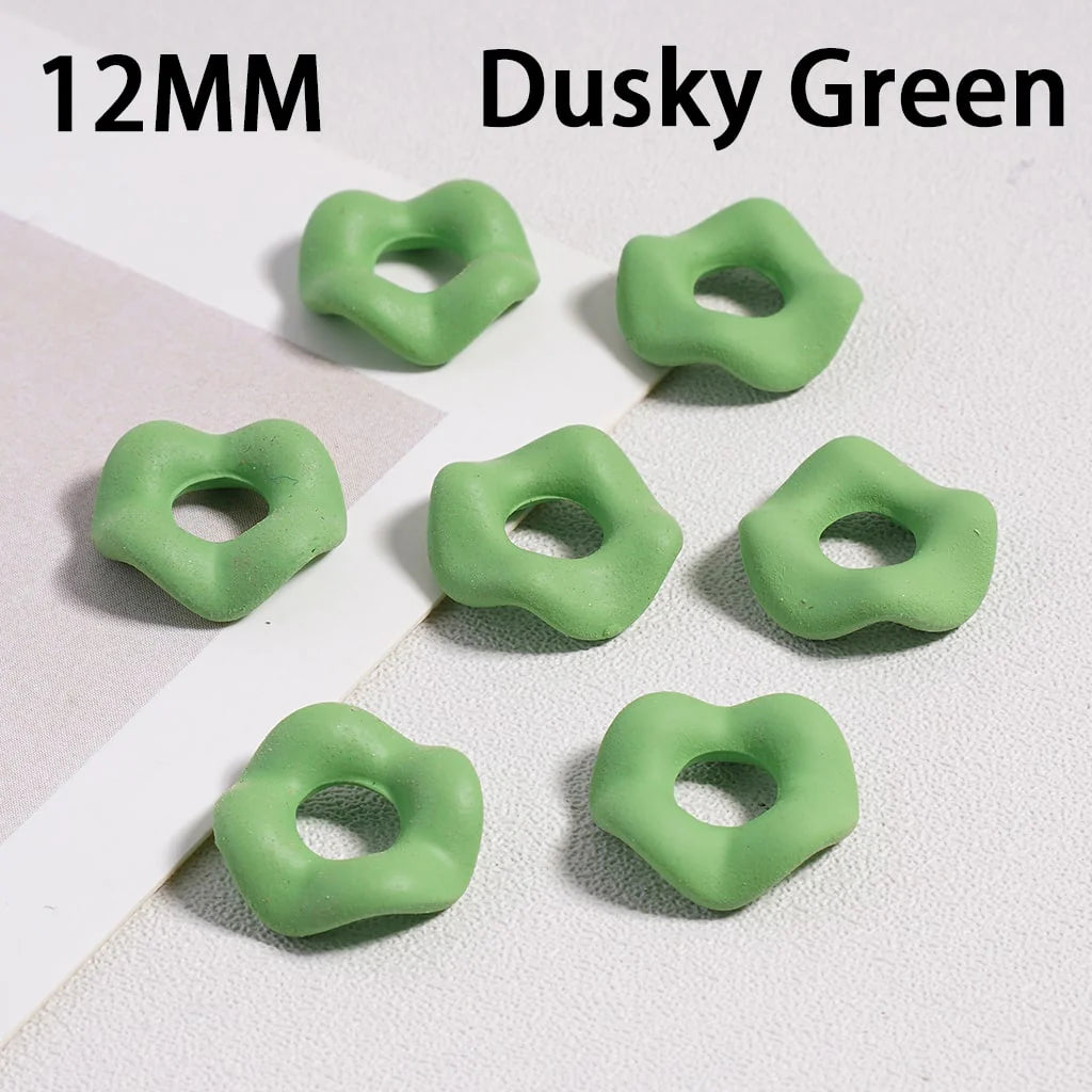 z-Acrylic Spacer Beads Rubber Painted Wavy Shape, Solid Color, 12MM (Single Color is available for 500pcs(Whole Bag) Only)