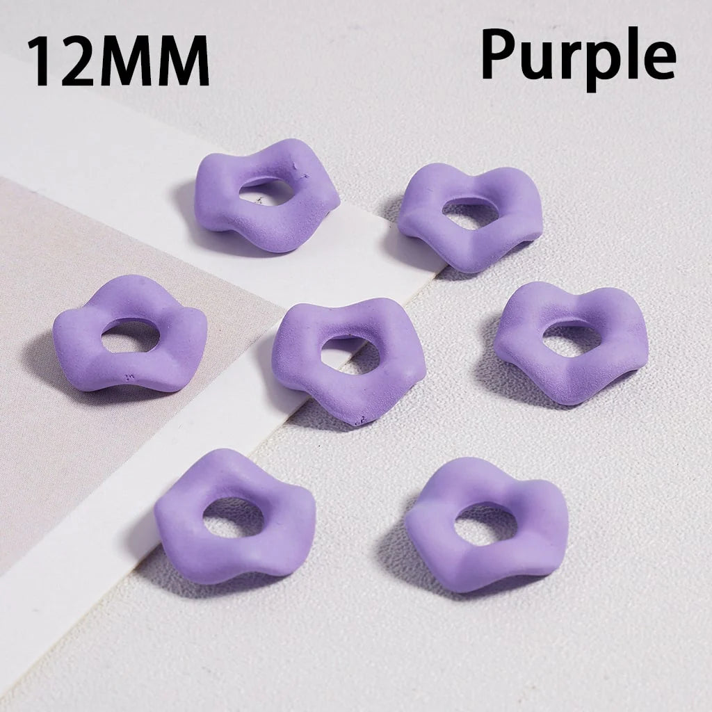z-Acrylic Spacer Beads Rubber Painted Wavy Shape, Solid Color, 12MM (Single Color is available for 500pcs(Whole Bag) Only)