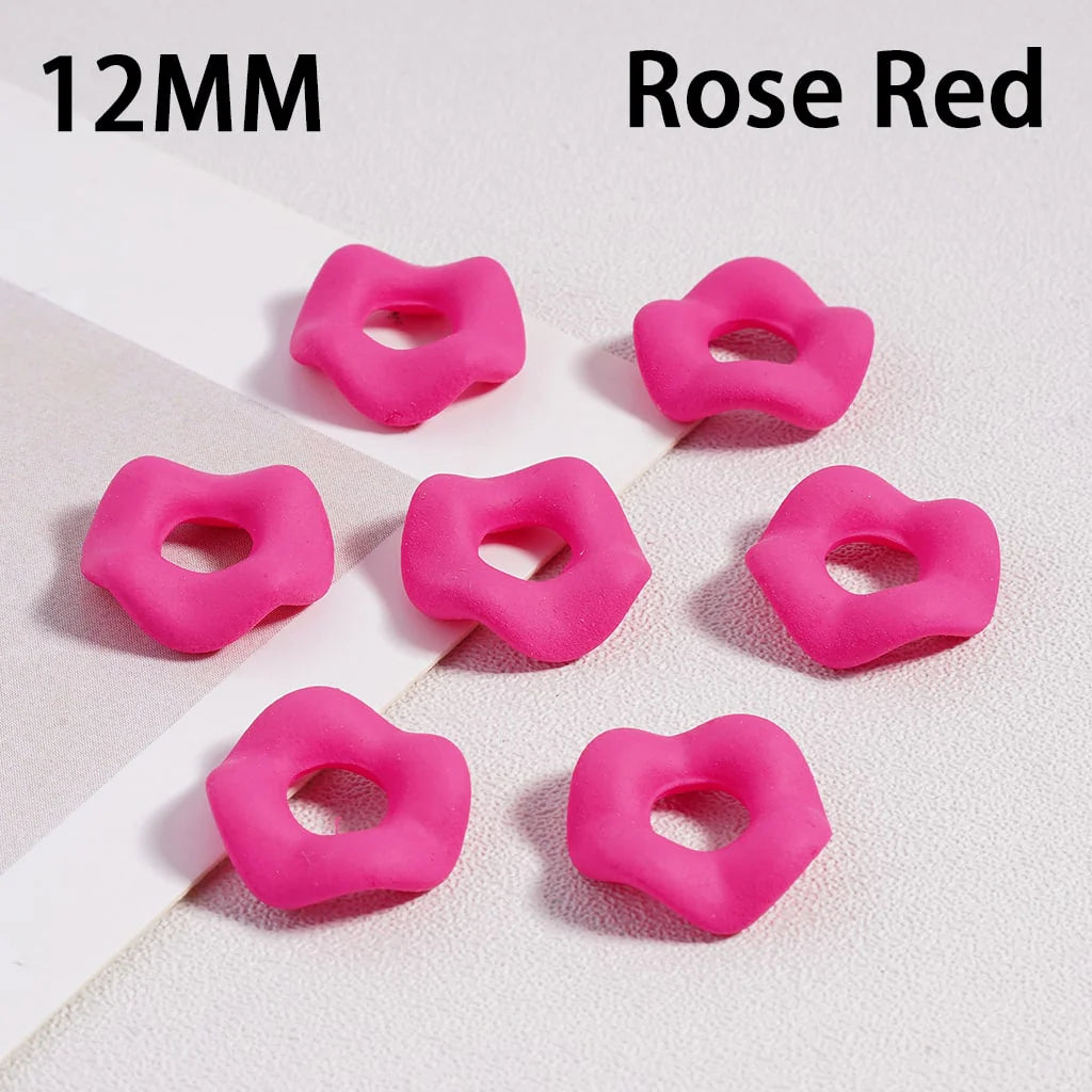z-Acrylic Spacer Beads Rubber Painted Wavy Shape, Solid Color, 12MM (Single Color is available for 500pcs(Whole Bag) Only)