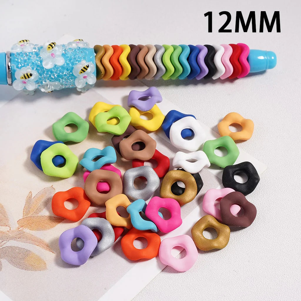 z-Acrylic Spacer Beads Rubber Painted Wavy Shape, Solid Color, 12MM (Single Color is available for 500pcs(Whole Bag) Only)
