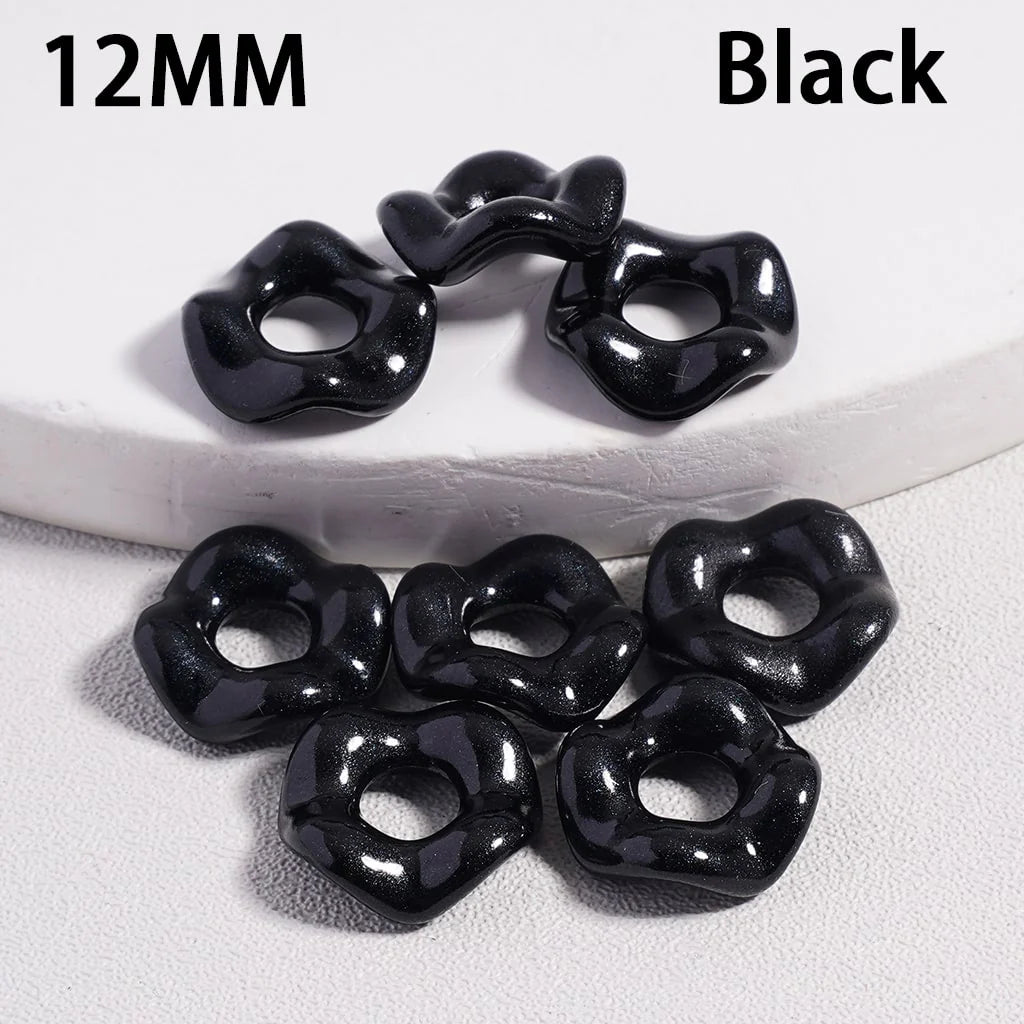 z-Acrylic Spacer Beads Wavy Shape, Dark Color Series, 12MM (Single Color is available for 500pcs(Whole Bag) Only)