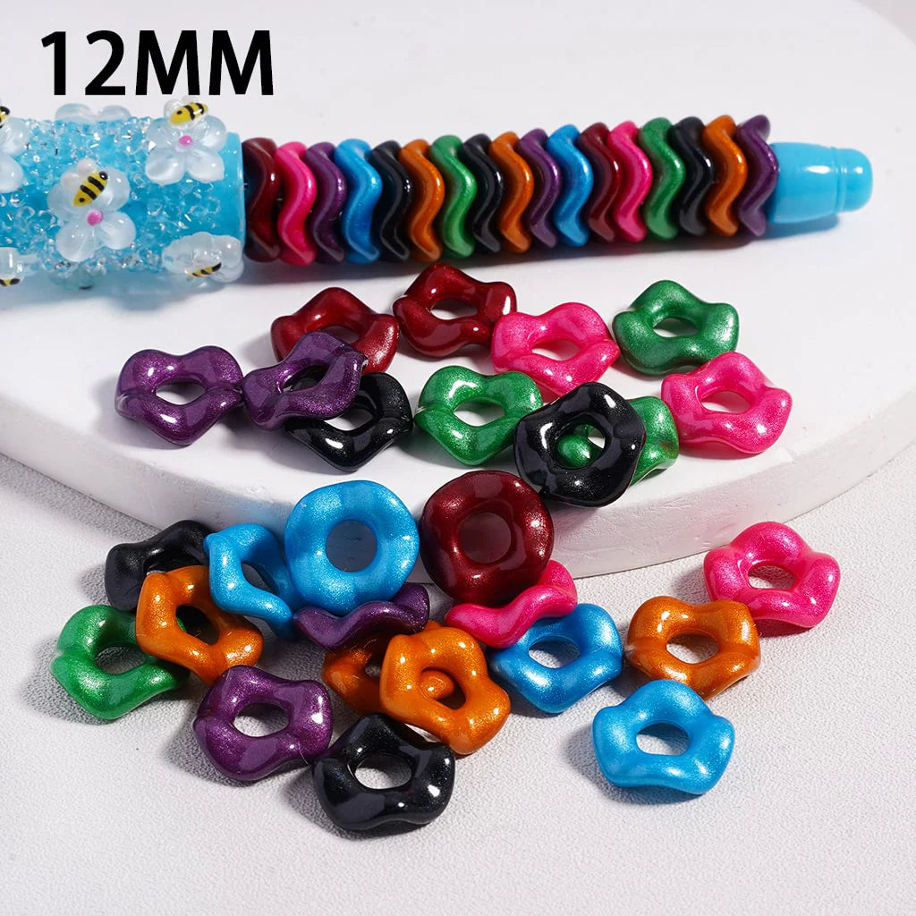 z-Acrylic Spacer Beads Wavy Shape, Dark Color Series, 12MM (Single Color is available for 500pcs(Whole Bag) Only)