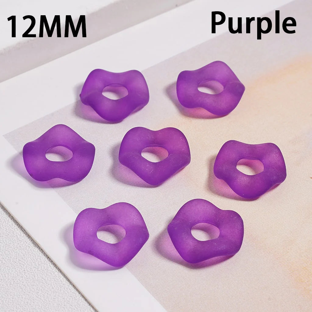 z-Acrylic Spacer Beads Frosted Matte Wavy Shape, Translucent Color, 12MM (Single Color is available for 500pcs(Whole Bag) Only)
