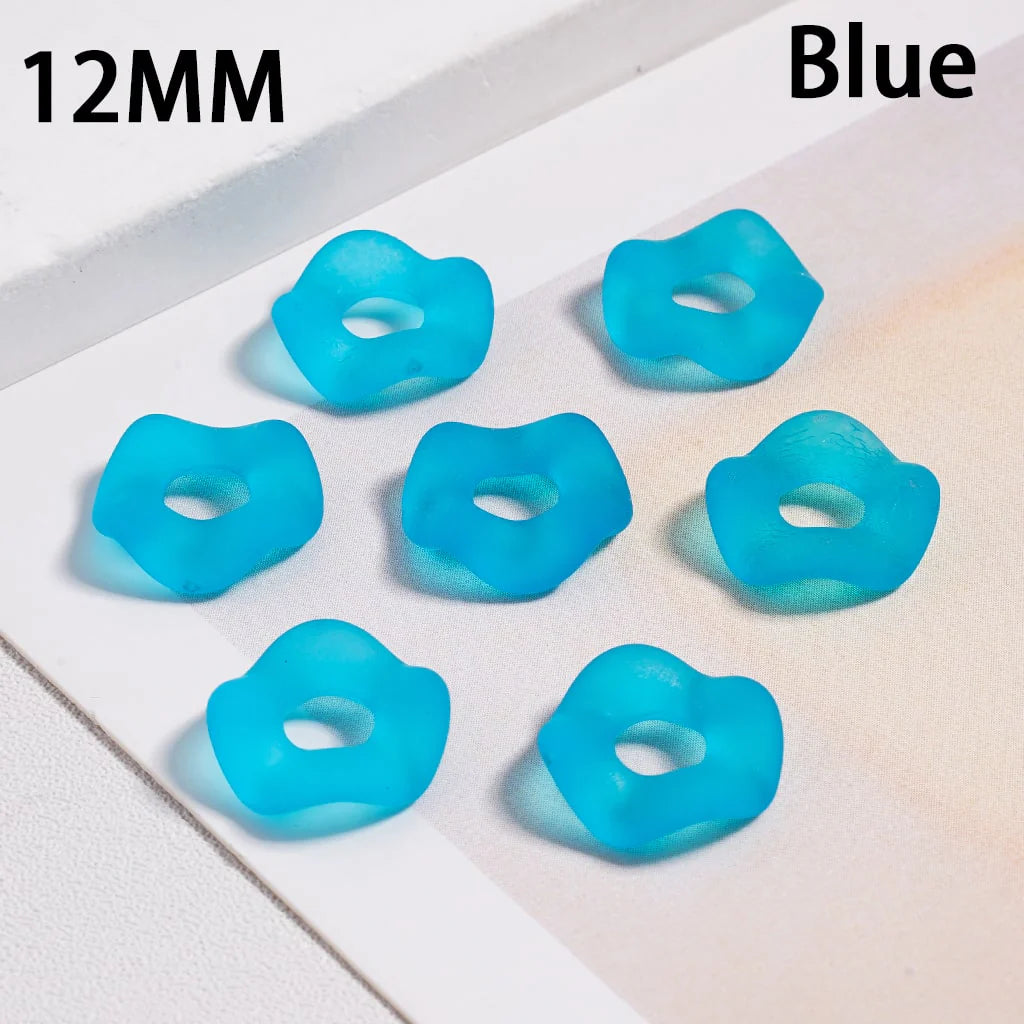 z-Acrylic Spacer Beads Frosted Matte Wavy Shape, Translucent Color, 12MM (Single Color is available for 500pcs(Whole Bag) Only)