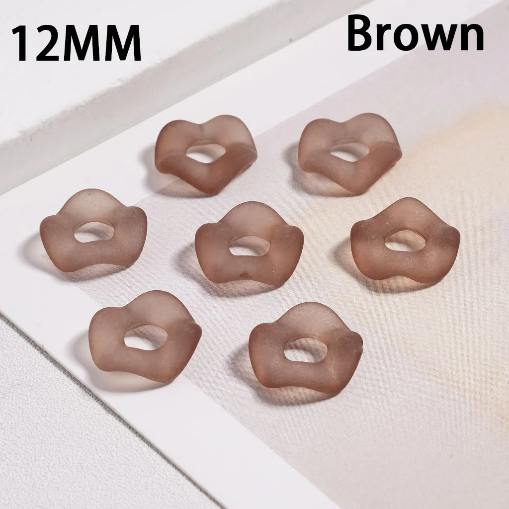 z-Acrylic Spacer Beads Frosted Matte Wavy Shape, Translucent Color, 12MM (Single Color is available for 500pcs(Whole Bag) Only)