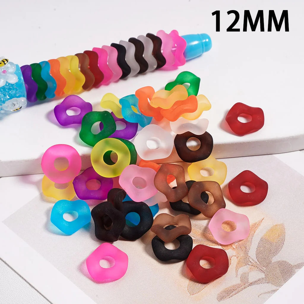 z-Acrylic Spacer Beads Frosted Matte Wavy Shape, Translucent Color, 12MM (Single Color is available for 500pcs(Whole Bag) Only)