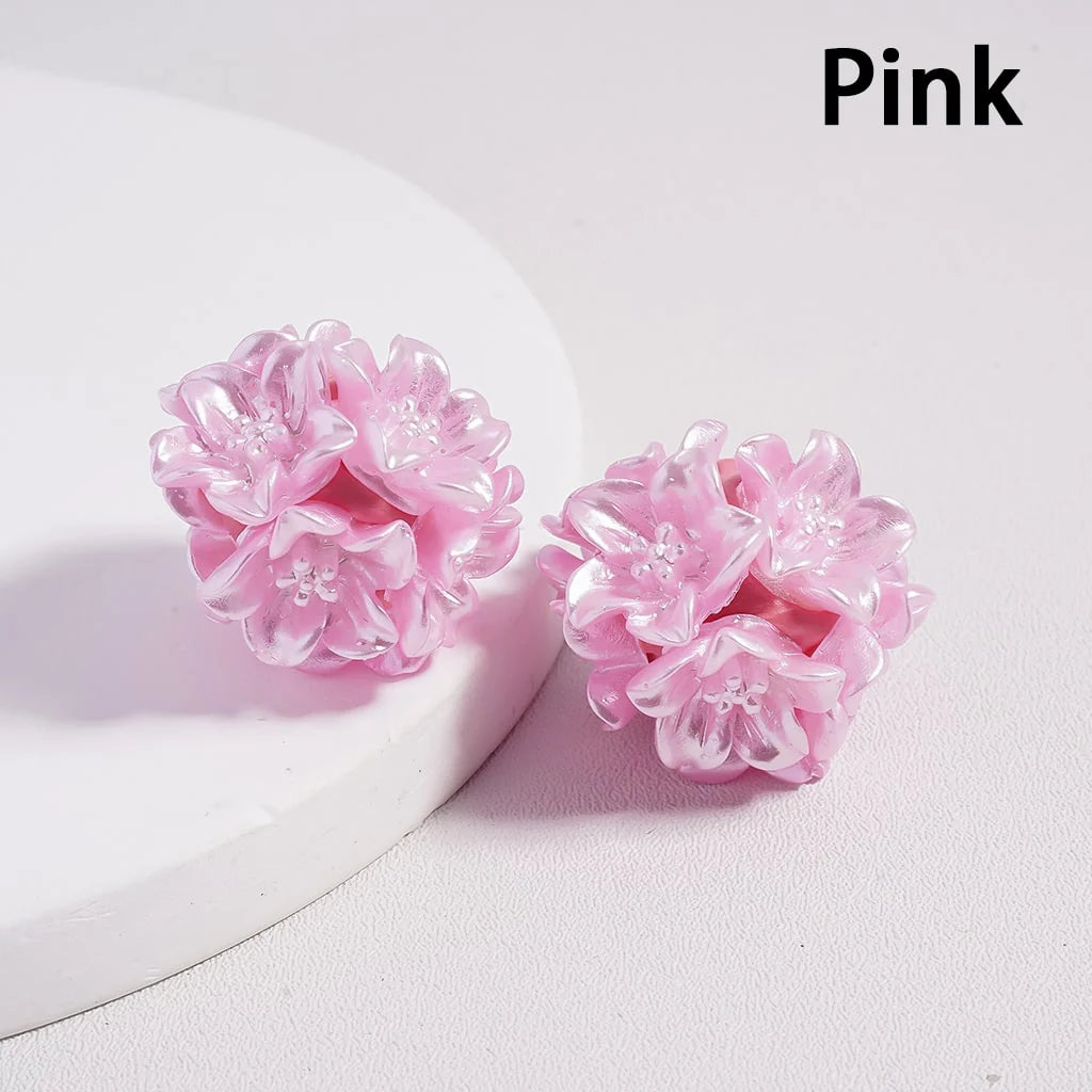 z-Clay Beads Shiny Flowers with Stamen, Multi-Color, Around 20-25MM