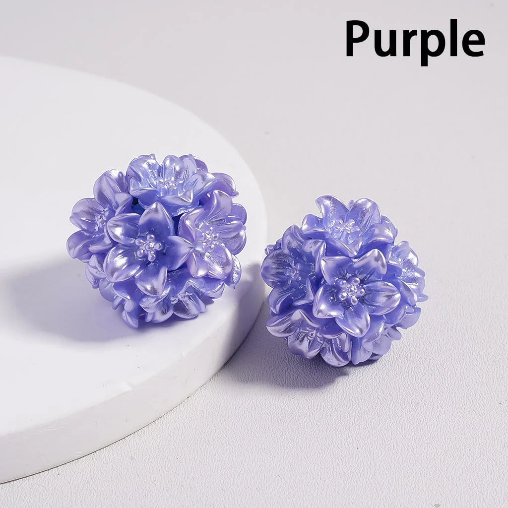 z-Clay Beads Shiny Flowers with Stamen, Multi-Color, Around 20-25MM