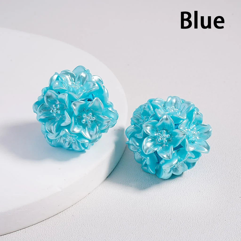 z-Clay Beads Shiny Flowers with Stamen, Multi-Color, Around 20-25MM