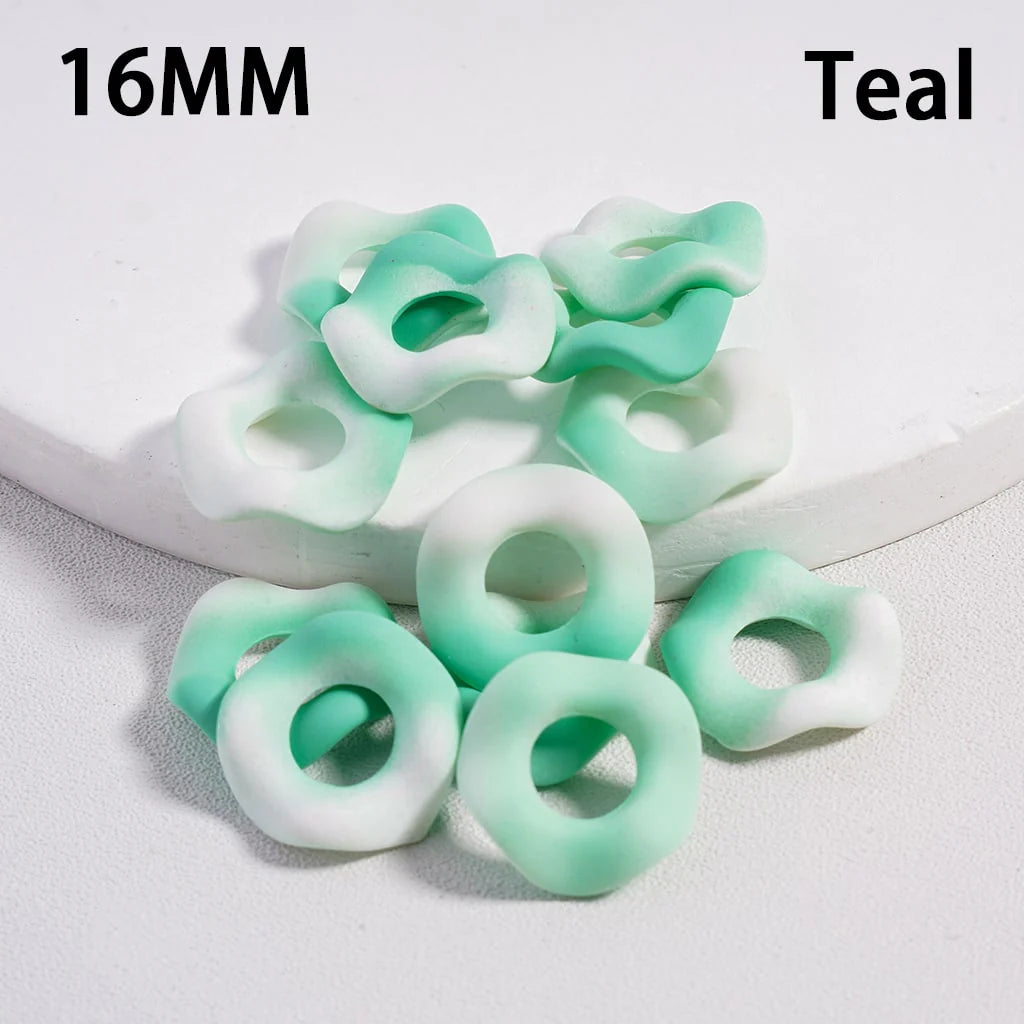 z-Acrylic Spacer Beads Frosted Matte Wavy Shape, Ombre Color, 16MM