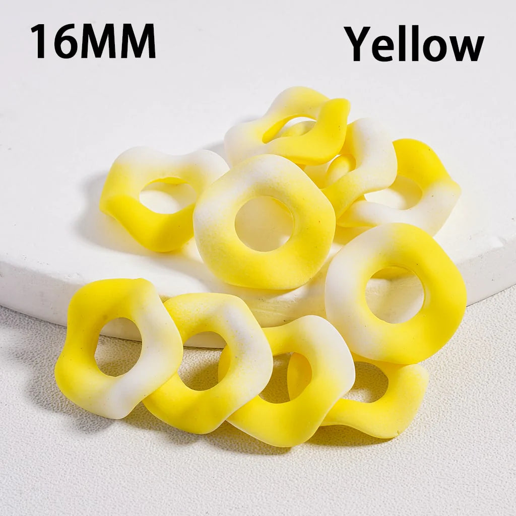 z-Acrylic Spacer Beads Frosted Matte Wavy Shape, Ombre Color, 16MM