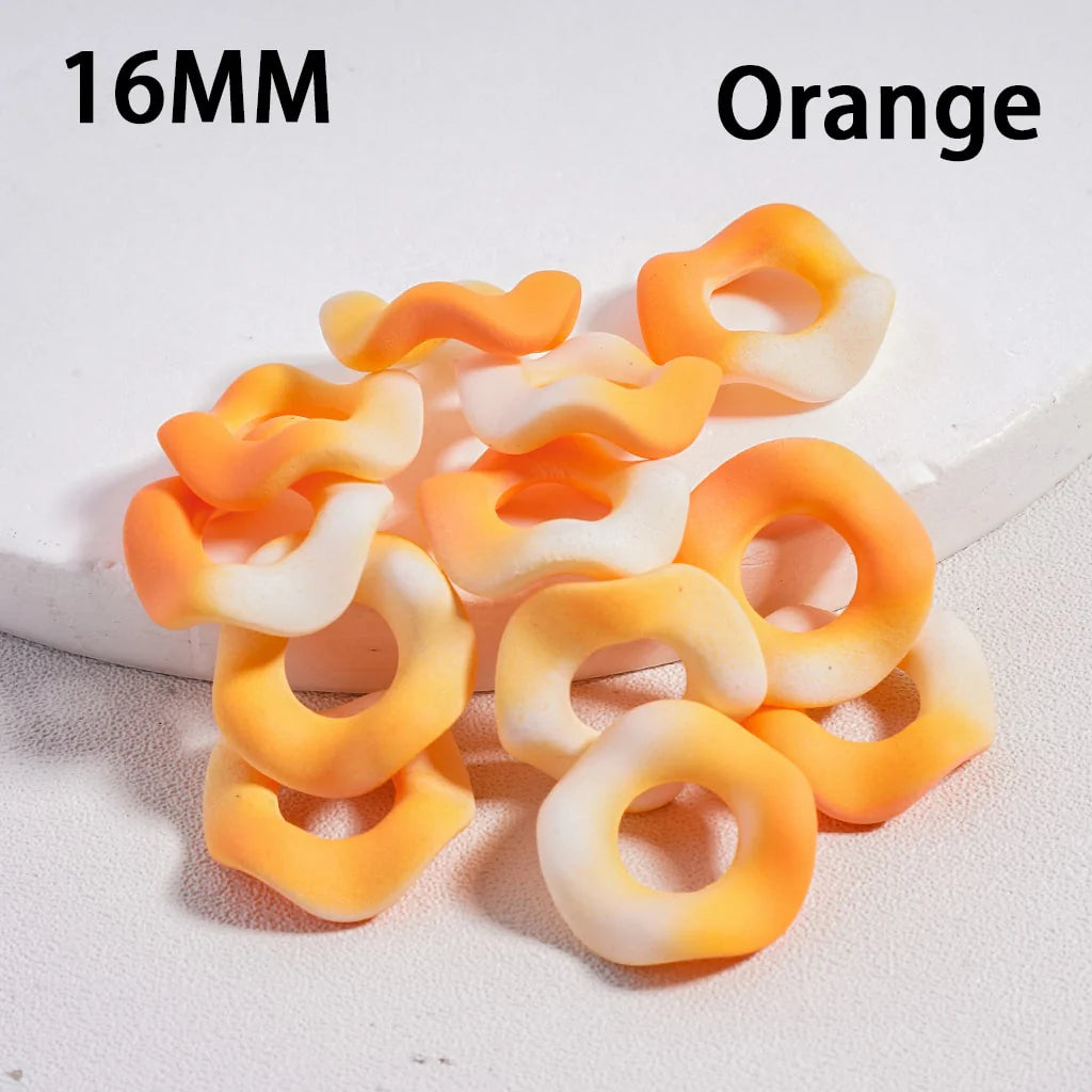 z-Acrylic Spacer Beads Frosted Matte Wavy Shape, Ombre Color, 16MM