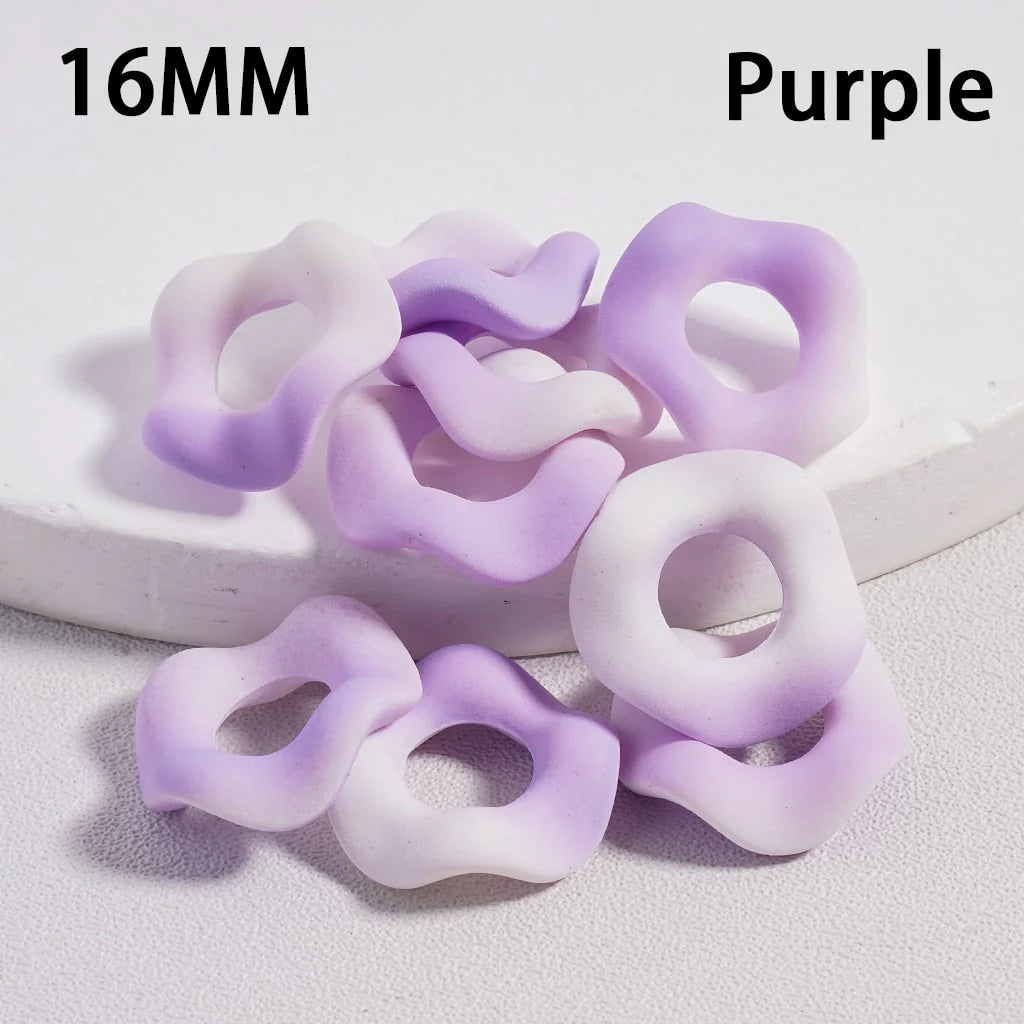 z-Acrylic Spacer Beads Frosted Matte Wavy Shape, Ombre Color, 16MM