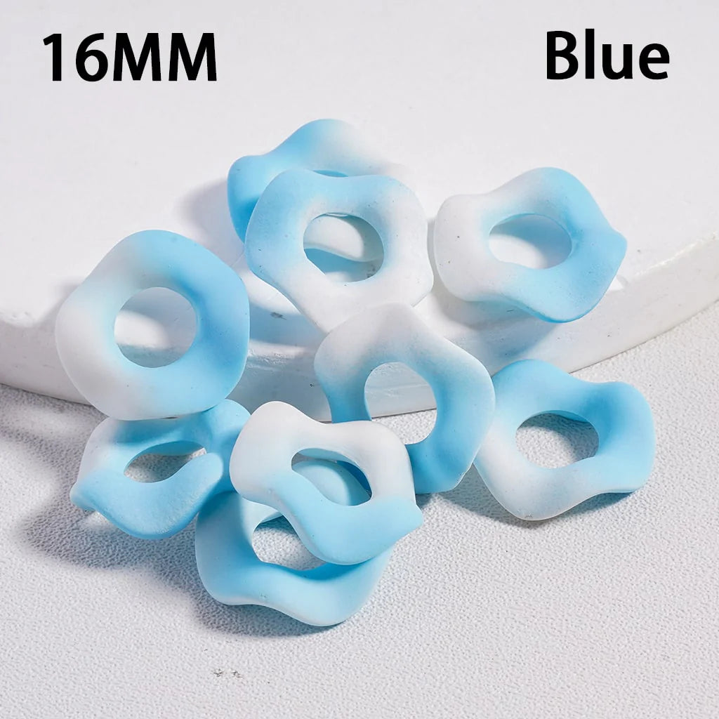 z-Acrylic Spacer Beads Frosted Matte Wavy Shape, Ombre Color, 16MM