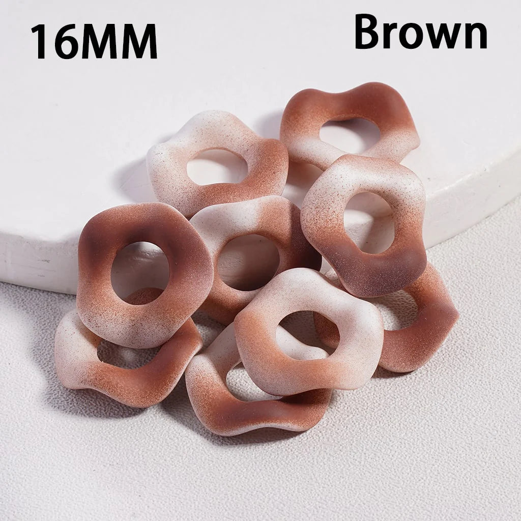 z-Acrylic Spacer Beads Frosted Matte Wavy Shape, Ombre Color, 16MM