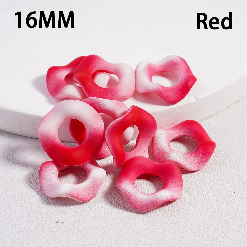 z-Acrylic Spacer Beads Frosted Matte Wavy Shape, Ombre Color, 16MM