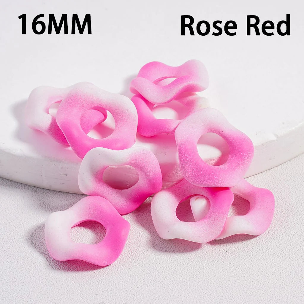 z-Acrylic Spacer Beads Frosted Matte Wavy Shape, Ombre Color, 16MM