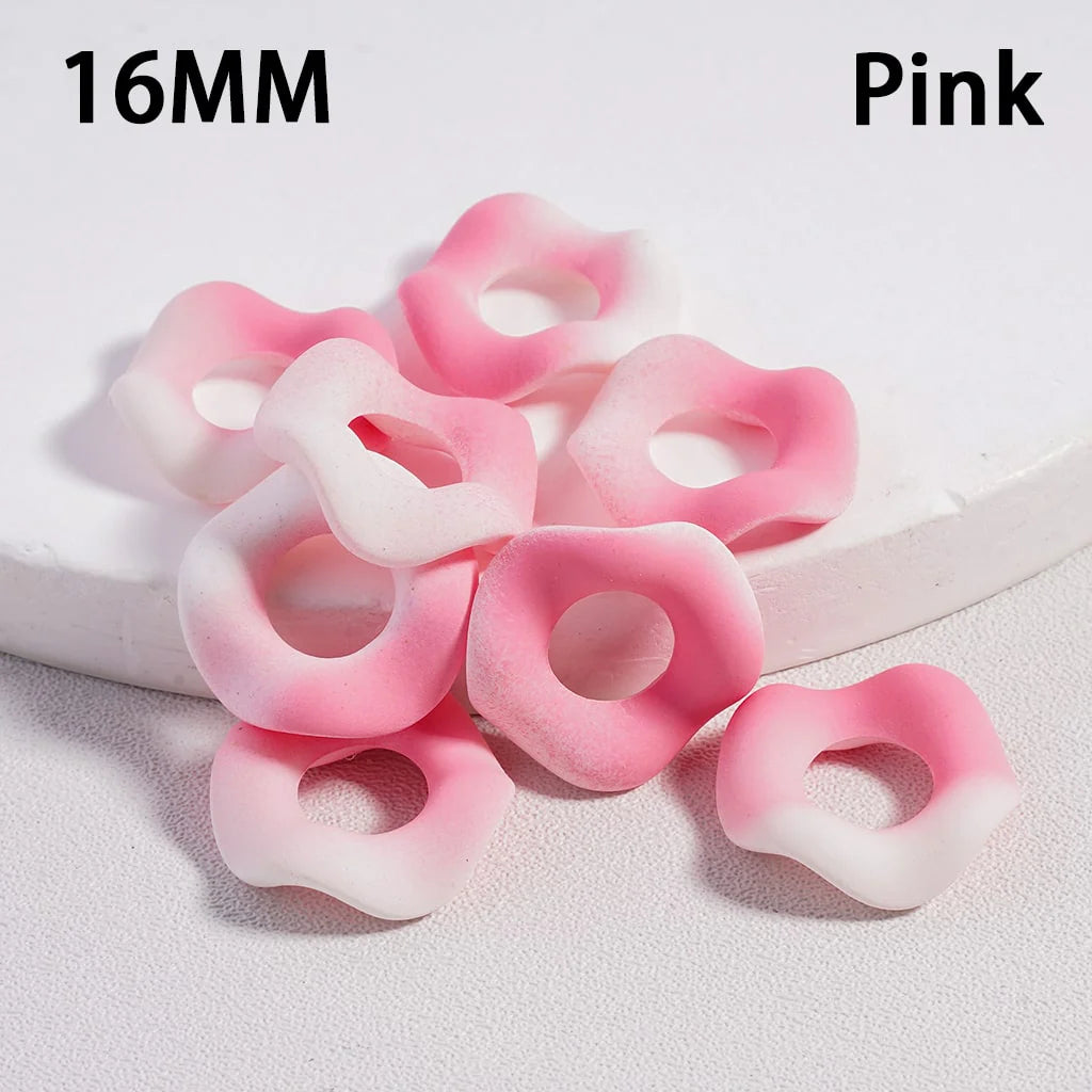 z-Acrylic Spacer Beads Frosted Matte Wavy Shape, Ombre Color, 16MM