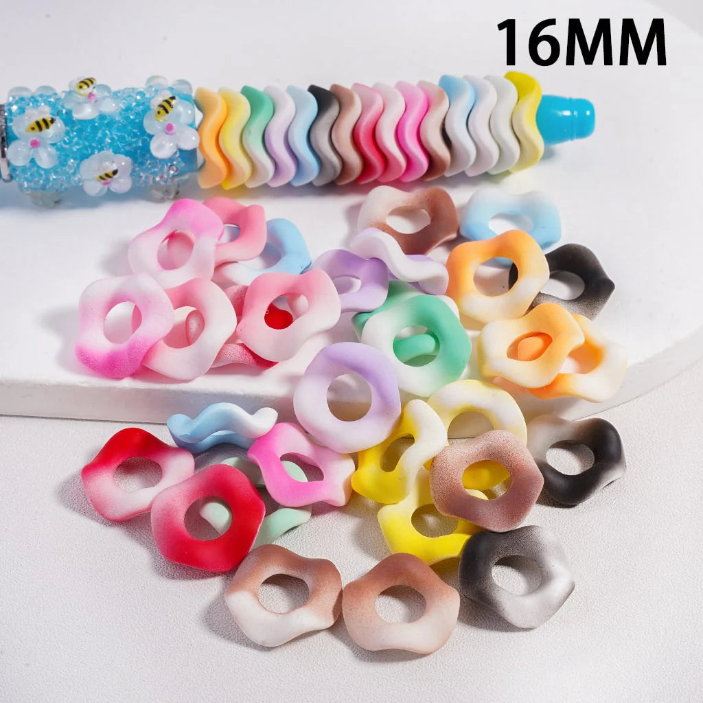 z-Acrylic Spacer Beads Frosted Matte Wavy Shape, Ombre Color, 16MM