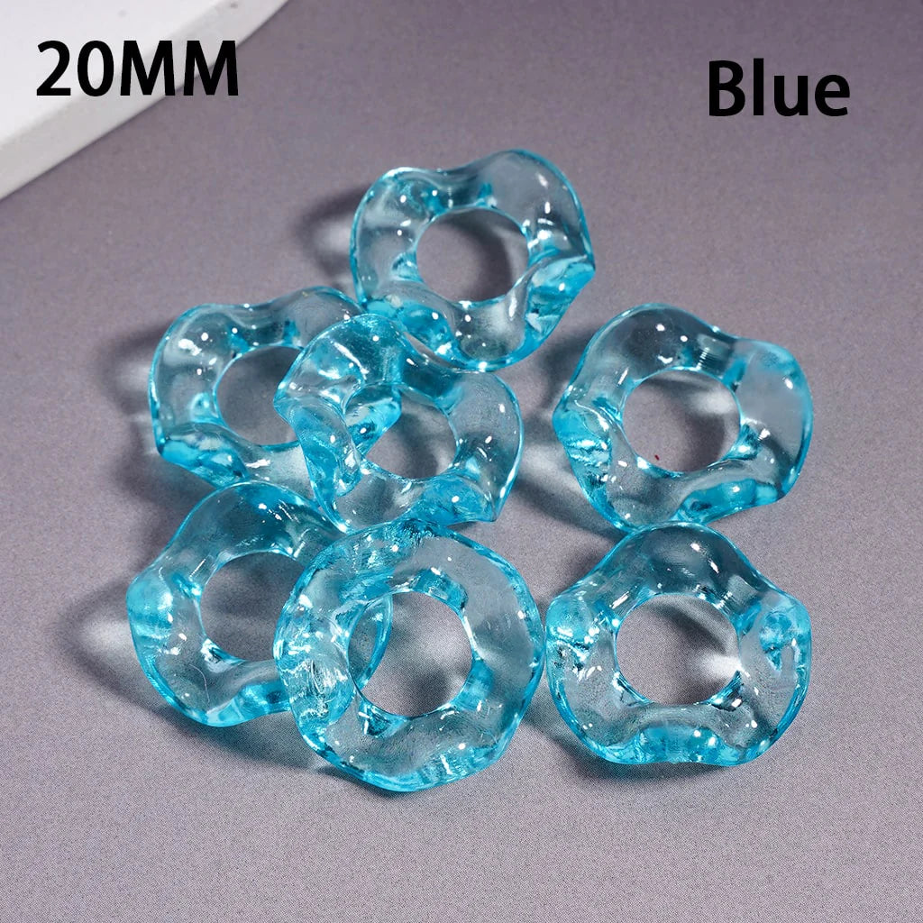 z-Acrylic Spacer Beads Wavy Shape, Translucent Color, 20MM, Random Mix