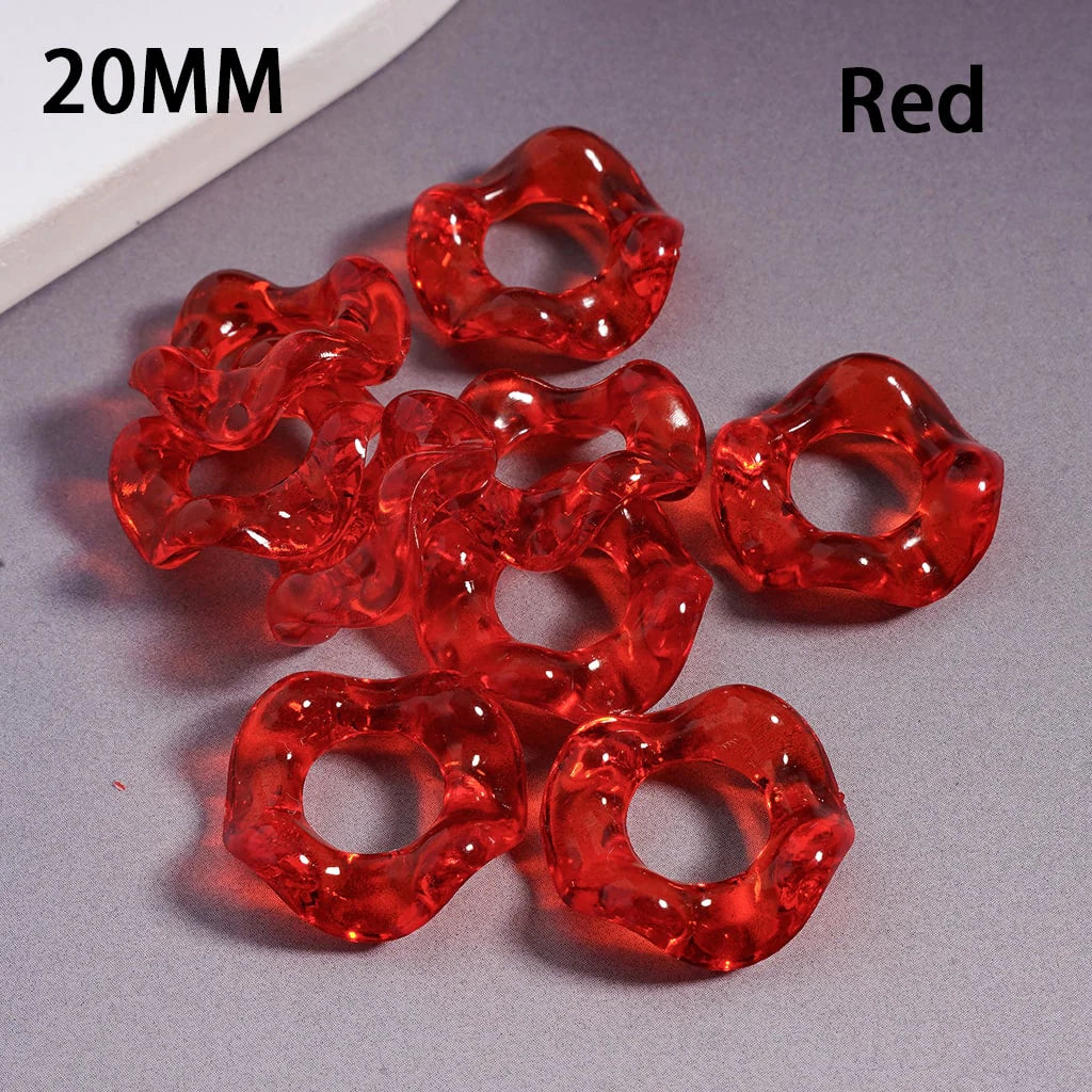 z-Acrylic Spacer Beads Wavy Shape, Translucent Color, 20MM, Random Mix
