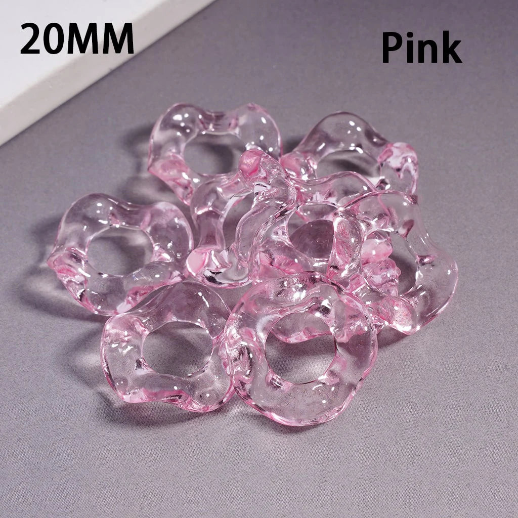z-Acrylic Spacer Beads Wavy Shape, Translucent Color, 20MM, Random Mix