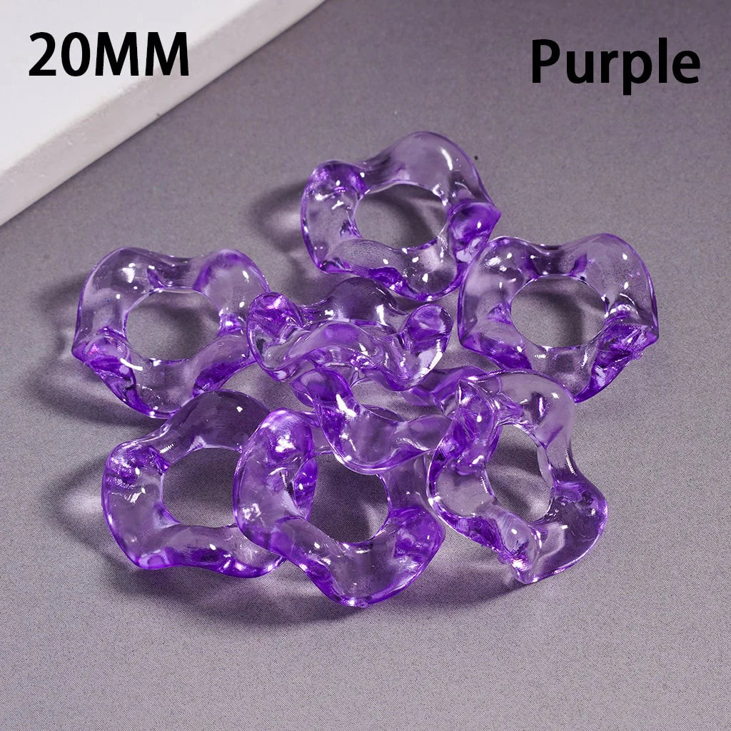 z-Acrylic Spacer Beads Wavy Shape, Translucent Color, 20MM, Random Mix
