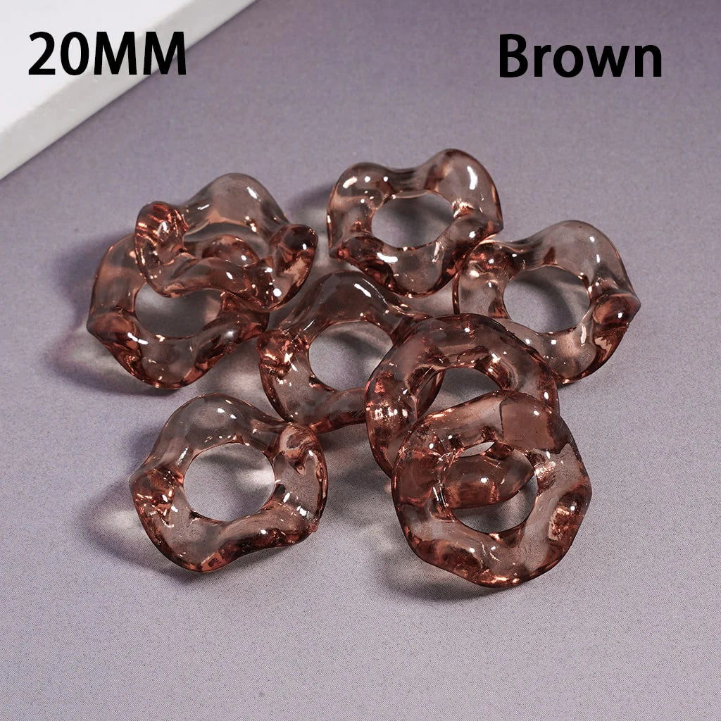 z-Acrylic Spacer Beads Wavy Shape, Translucent Color, 20MM, Random Mix