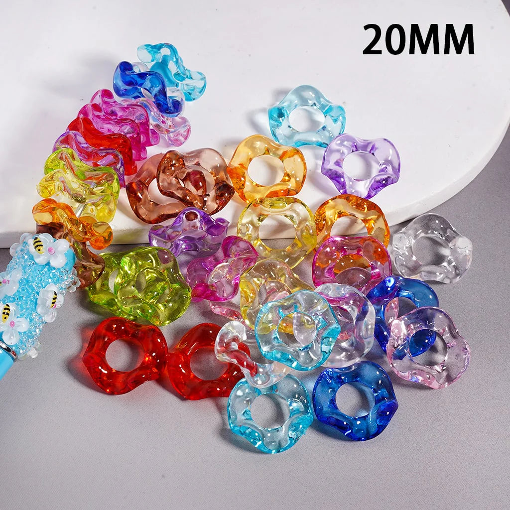 z-Acrylic Spacer Beads Wavy Shape, Translucent Color, 20MM, Random Mix
